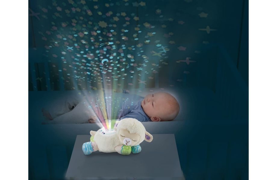 3-in-1 Starry Skies Sheep Soother projector on dark ceiling 