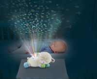 3-in-1 Starry Skies Sheep Soother projector on dark ceiling 